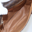 CELINE Macadam Canvas Shoulder Bag PVC Leather Brown Gold Auth 164463-11