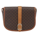 CELINE Macadam Canvas Shoulder Bag PVC Leather Brown Gold Auth 164463-13