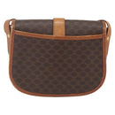 CELINE Macadam Canvas Shoulder Bag PVC Leather Brown Gold Auth 164463-2