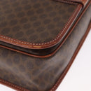 CELINE Macadam Canvas Shoulder Bag PVC Leather Brown Gold Auth 164464-15