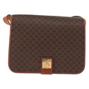 CELINE Macadam Canvas Shoulder Bag PVC Leather Brown Gold Auth 164464-13