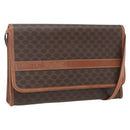 CELINE Macadam Canvas Shoulder Bag PVC Leather Brown Gold Auth 164465-1