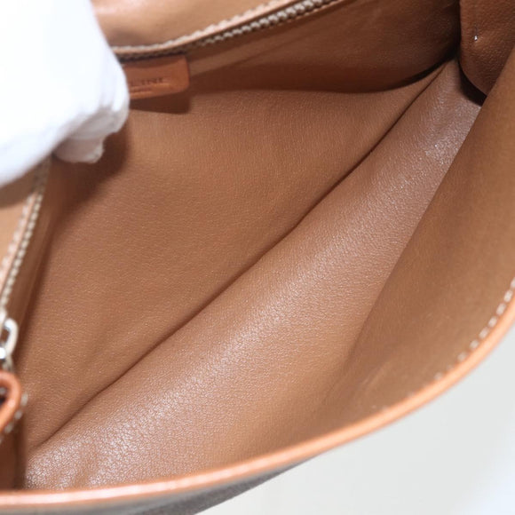CELINE Macadam Canvas Shoulder Bag PVC Leather Brown Gold Auth 164465