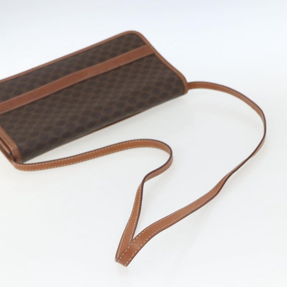 CELINE Macadam Canvas Shoulder Bag PVC Leather Brown Gold Auth 164465