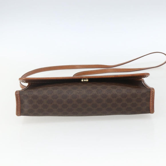 CELINE Macadam Canvas Shoulder Bag PVC Leather Brown Gold Auth 164465