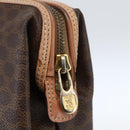 CELINE Macadam Canvas Clutch Bag PVC Leather Brown Gold Auth 164466-12