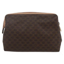 CELINE Macadam Canvas Clutch Bag PVC Leather Brown Gold Auth 164466-3