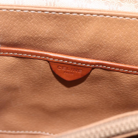 CELINE Macadam Canvas Shoulder Bag PVC Beige Gold Auth 164469