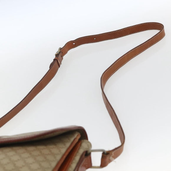 CELINE Macadam Canvas Shoulder Bag PVC Beige Gold Auth 164469