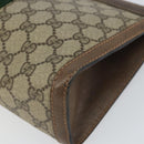 GUCCI GG Supreme Web Sherry Line Clutch Bag PVC Beige Gold 89 01 002 Auth 164472-10