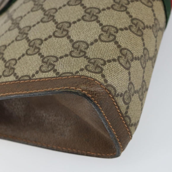 GUCCI GG Supreme Web Sherry Line Clutch Bag PVC Beige Gold 89 01 002 Auth 164472
