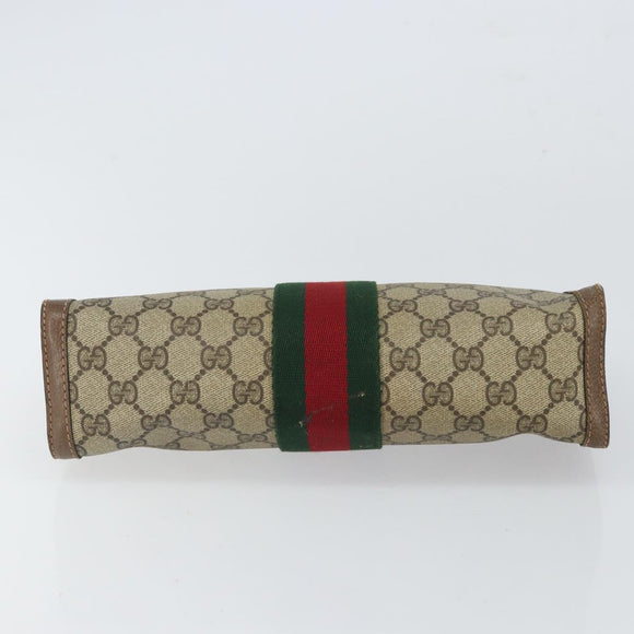 GUCCI GG Supreme Web Sherry Line Clutch Bag PVC Beige Gold 89 01 002 Auth 164472