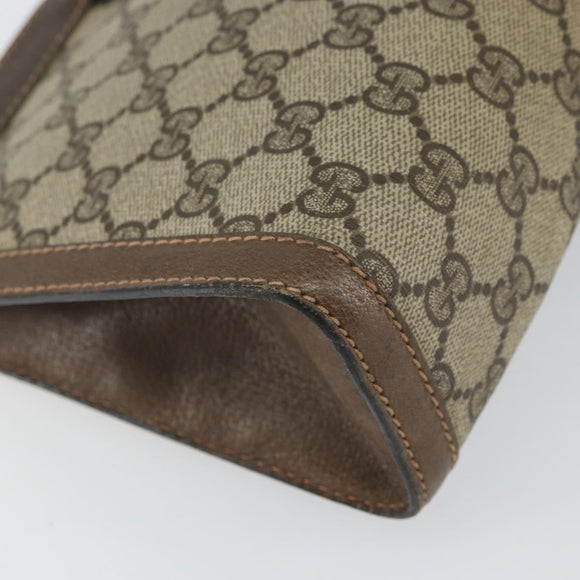 GUCCI GG Supreme Web Sherry Line Clutch Bag PVC Beige Gold 89 01 002 Auth 164472