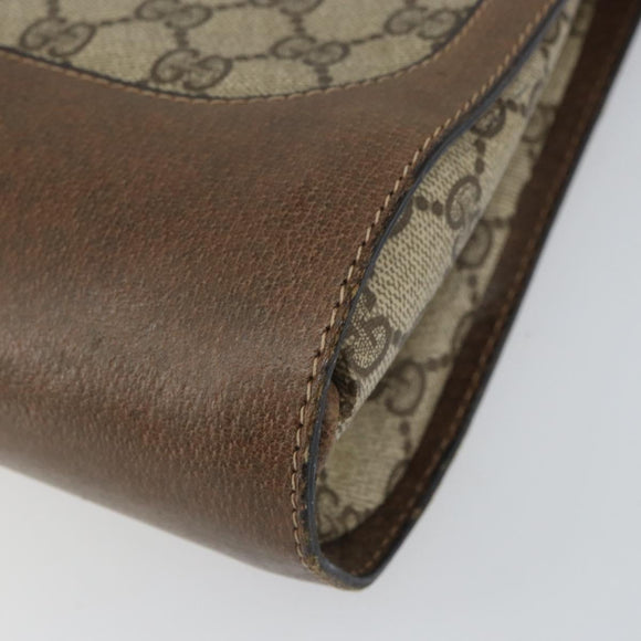 GUCCI GG Supreme Shoulder Bag PVC Beige Gold Auth 164473