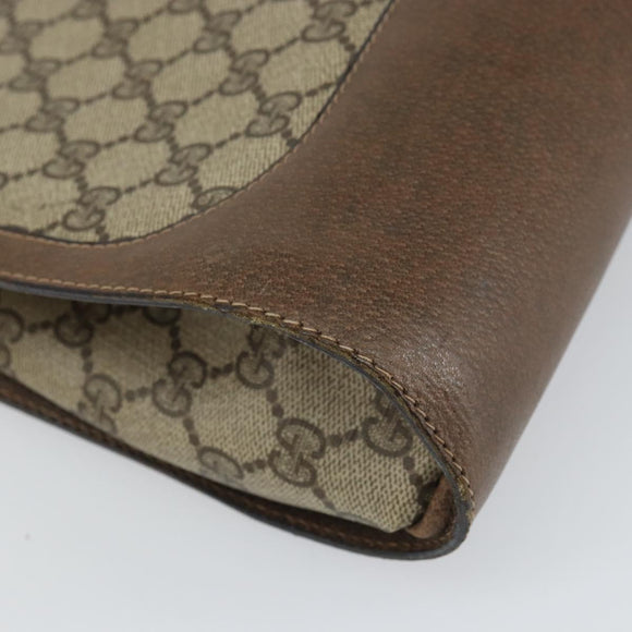 GUCCI GG Supreme Shoulder Bag PVC Beige Gold Auth 164473