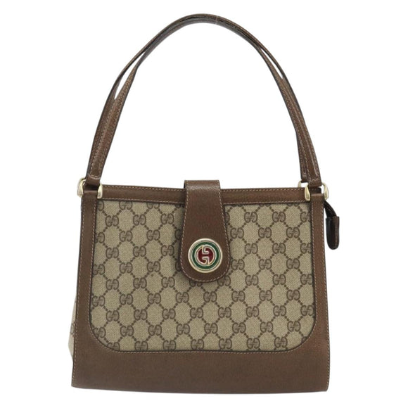 GUCCI GG Supreme Shoulder Bag PVC Beige Gold Auth 164473