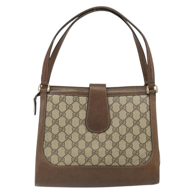 GUCCI GG Supreme Shoulder Bag PVC Beige Gold Auth 164473 - 0