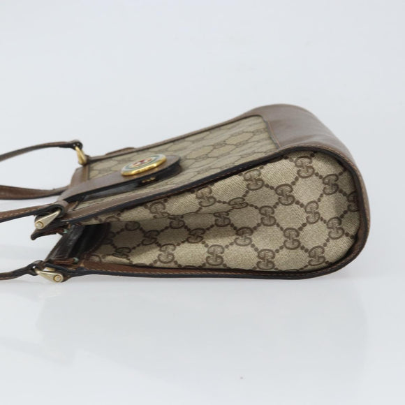 GUCCI GG Supreme Shoulder Bag PVC Beige Gold Auth 164473