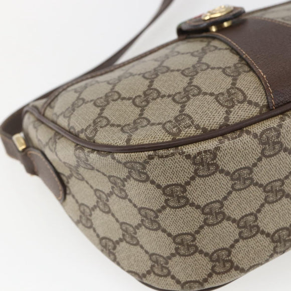 GUCCI GG Supreme Web Sherry Line Bag PVC Beige Gold 89 02 032 Auth 164474