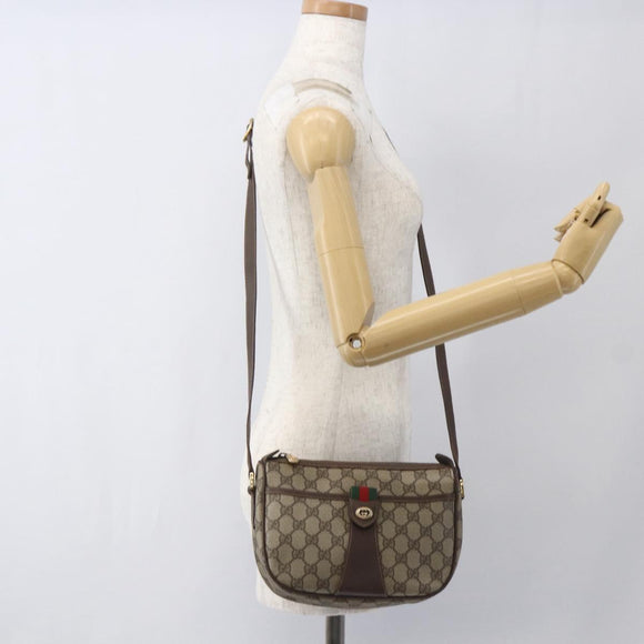 GUCCI GG Supreme Web Sherry Line Bag PVC Beige Gold 89 02 032 Auth 164474