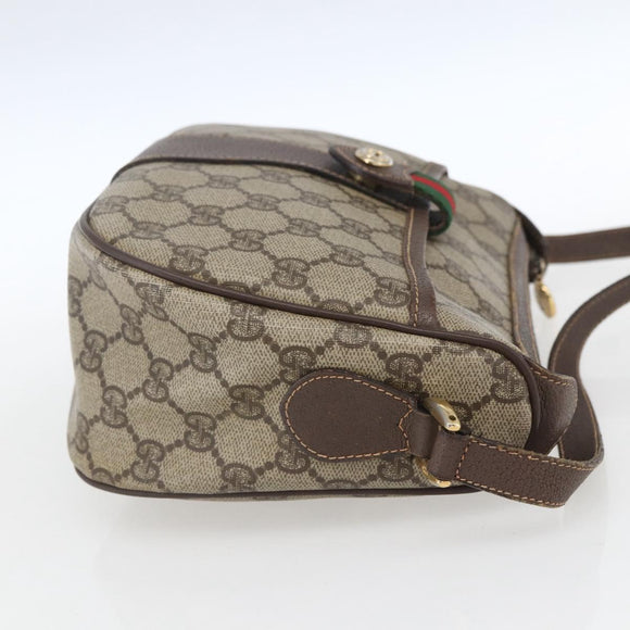 GUCCI GG Supreme Web Sherry Line Bag PVC Beige Gold 89 02 032 Auth 164474