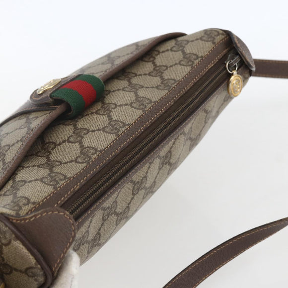 GUCCI GG Supreme Web Sherry Line Bag PVC Beige Gold 89 02 032 Auth 164474