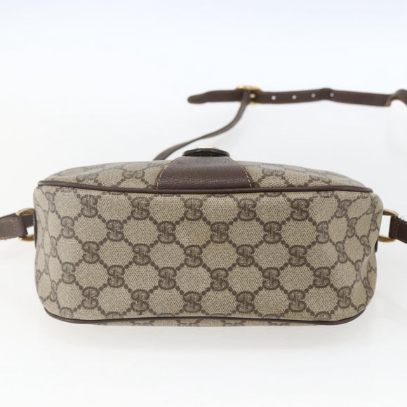 GUCCI GG Supreme Web Sherry Line Bag PVC Beige Gold 89 02 032 Auth 164474