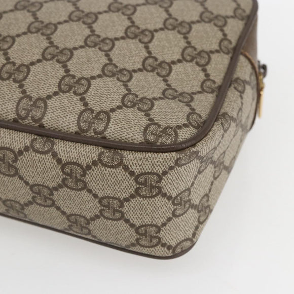 GUCCI GG Supreme Clutch Bag PVC Beige Gold 89 01 044 Auth 164478