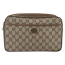 GUCCI GG Supreme Clutch Bag PVC Beige Gold 89 01 044 Auth 164478-2