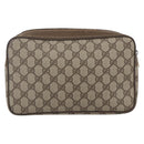 GUCCI GG Supreme Clutch Bag PVC Beige Gold 89 01 044 Auth 164478-3