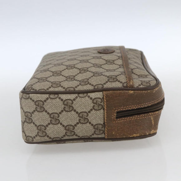 GUCCI GG Supreme Clutch Bag PVC Beige Gold 89 01 044 Auth 164478