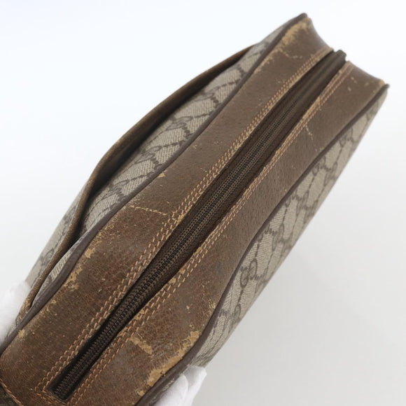 GUCCI GG Supreme Clutch Bag PVC Beige Gold 89 01 044 Auth 164478