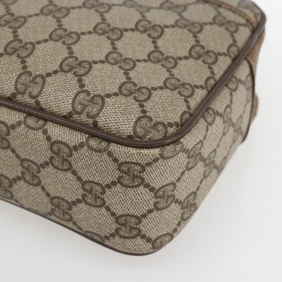 GUCCI GG Supreme Clutch Bag PVC Beige Gold 89 01 044 Auth 164478