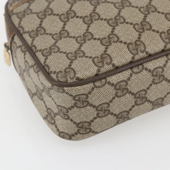 GUCCI GG Supreme Clutch Bag PVC Beige Gold 89 01 044 Auth 164478