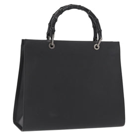 GUCCI Bamboo Hand Bag Leather Black 002 1010 Auth 164479