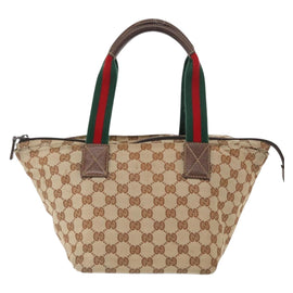 GUCCI GG Canvas Web Sherry Line Hand Bag Beige 131228 Auth 164483 - 0