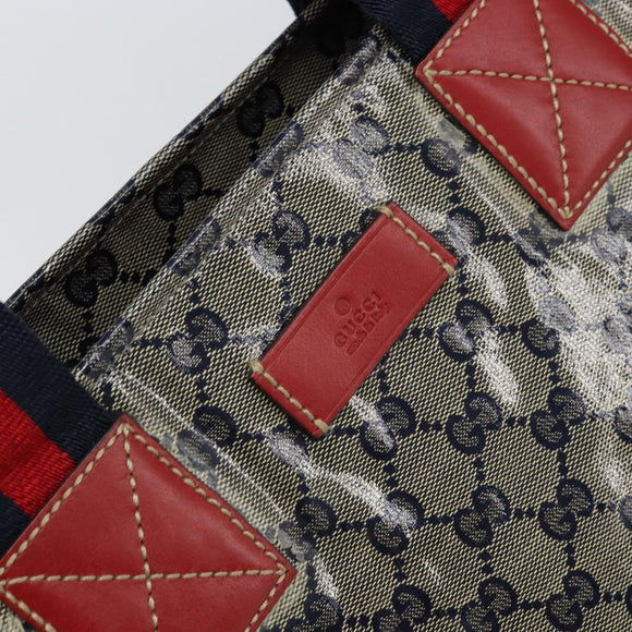GUCCI GG Crystal Sherry Line Tote Bag Coated Canvas Navy Gold 131231 Auth 164487