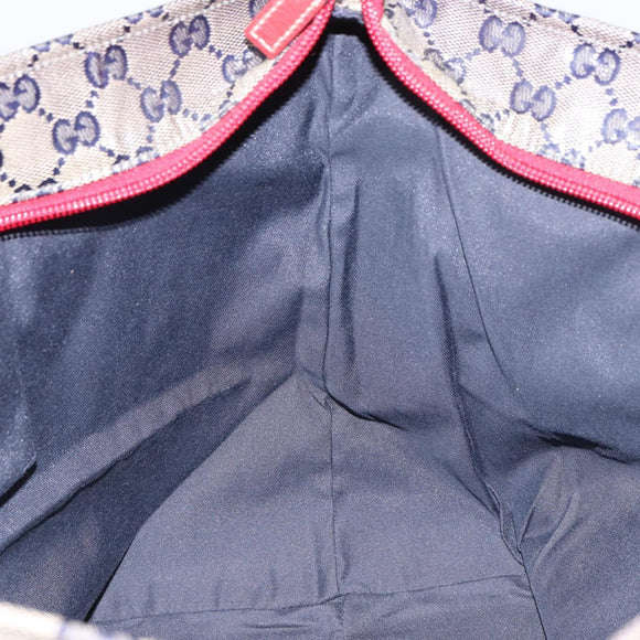 GUCCI GG Crystal Sherry Line Tote Bag Coated Canvas Navy Gold 131231 Auth 164487