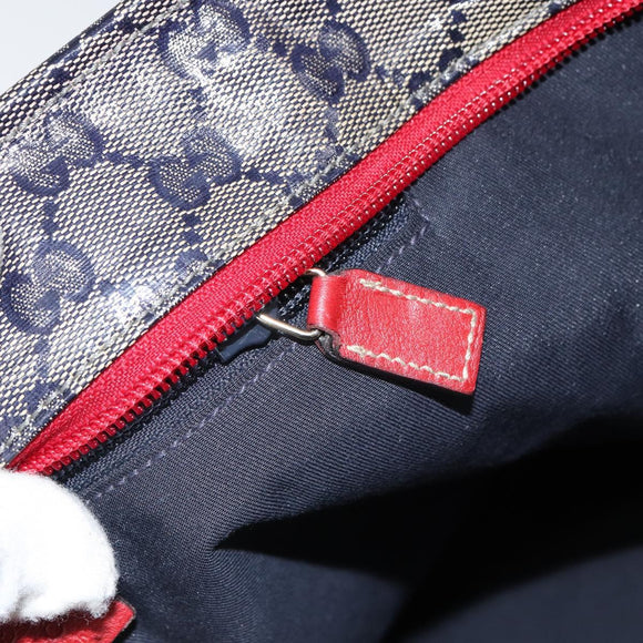 GUCCI GG Crystal Sherry Line Tote Bag Coated Canvas Navy Gold 131231 Auth 164487