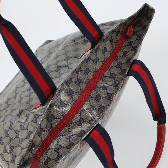 GUCCI GG Crystal Sherry Line Tote Bag Coated Canvas Navy Gold 131231 Auth 164487