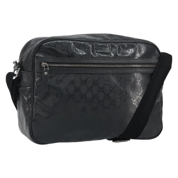 GUCCI GG Implementation Shoulder Bag PVC Black 211107 Auth 164488