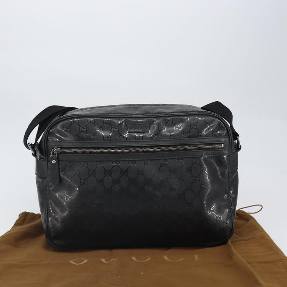 GUCCI GG Implementation Shoulder Bag PVC Black 211107 Auth 164488