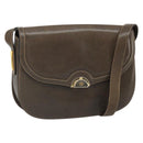 GUCCI Shoulder Bag Leather Brown Gold Auth 164489-1