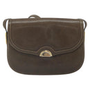 GUCCI Shoulder Bag Leather Brown Gold Auth 164489-13