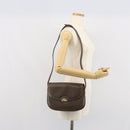 GUCCI Shoulder Bag Leather Brown Gold Auth 164489-23