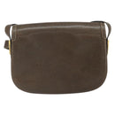 GUCCI Shoulder Bag Leather Brown Gold Auth 164489-2