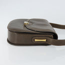 GUCCI Shoulder Bag Leather Brown Gold Auth 164489-3
