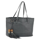 GUCCI Tote Bag Leather Outlet Gray Silver 354665 Auth 164491-1