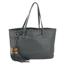 GUCCI Tote Bag Leather Outlet Gray Silver 354665 Auth 164491-13
