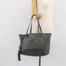 GUCCI Tote Bag Leather Outlet Gray Silver 354665 Auth 164491-22